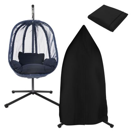 Chaise suspendue ML-Design fauteuil œuf intérieur/extérieur coussins bleu marine + housse