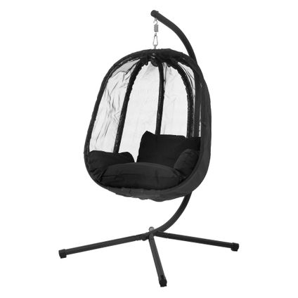 Fauteuil suspendu ML-Design noir chaise hamac avec coussins d'assise support acier 150 kg