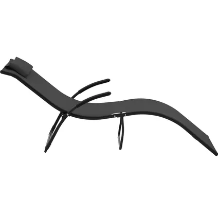 Uniprodo ligstoel - zwart - stalen frame - golfvorm UNI_SUNBED_01 4