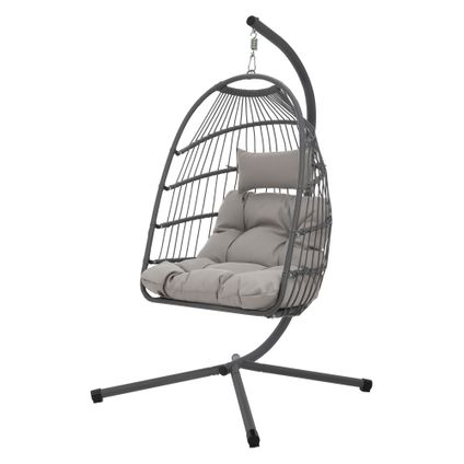 Chaise suspendue ML-Design fauteuil œuf balancelle avec coussin intérieur/extérieur gris