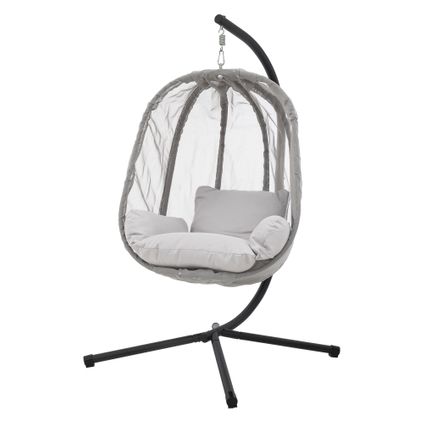 Fauteuil suspendu ML-Design gris chaise hamac avec coussins d'assise support acier 150 kg