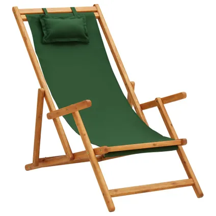 vidaXL Chaise pliable de plage Bois d'eucalyptus solide et tissu