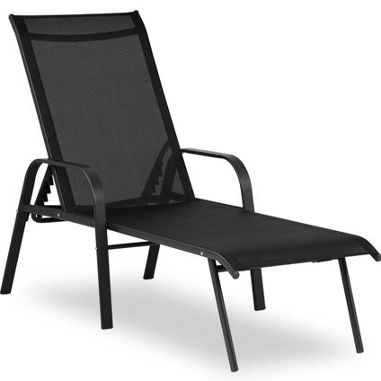 Uniprodo ligstoel - zwart - stalen frame - verstelbare rugleuning UNI_SUNBED_04
