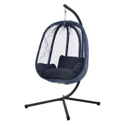 Fauteuil suspendu ML-Design navy chaise hamac avec coussins d'assise support acier 150 kg