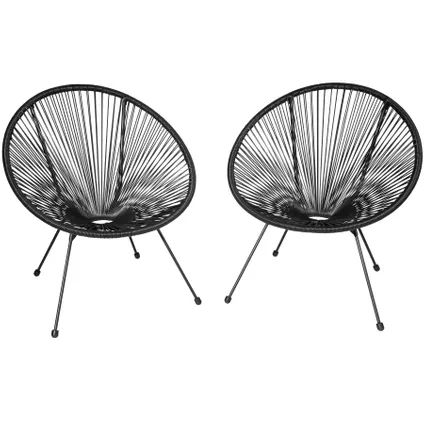 Tectake®- Balkonset tuinstoelen Acapulco- Set van 2 stoelen Santana incl. tafel - zwart 8