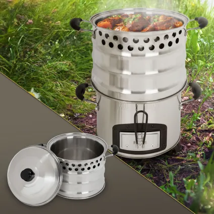 BBQ#BOSS rocket cooker met grillpan,roestvrij staal, zilver 4