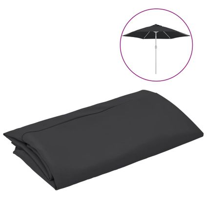 vidaXL Tissu de remplacement pour parasol d'extérieur Noir 300 cm