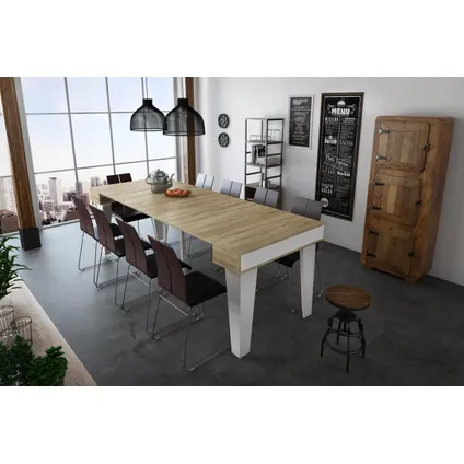 Skraut Home - uitbreidbare consoletafel KL - tot 237 cm matt wit/eiken - 10 personen 2