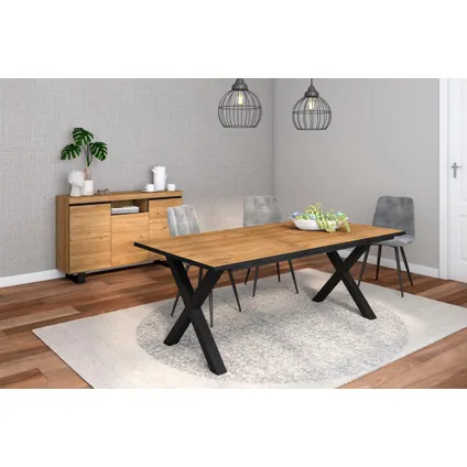 Ensemble de meubles - Skraut Home - Table 200 Front Noir pieds X - Buffet Tall 2
