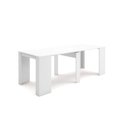 Skraut Home - uitbreidbare consoletafel - tot 222 cm mat wit. maximaal 10 mensen