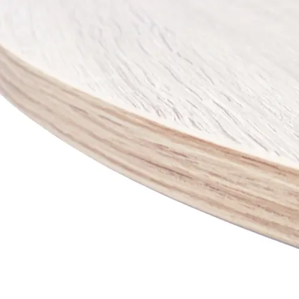 Table ronde fixe, Skraut Home, 90x90x77 cm, Couleur chêne, Pieds métalliques blanc laqué mat 4