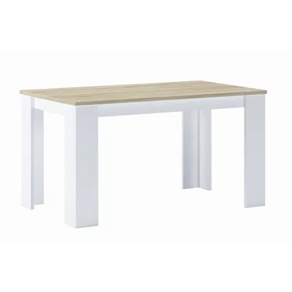Table de Salle à manger et séjour, Skraut Home, , 140 cmchêne clair et blanc jusqu'à 6 personnes