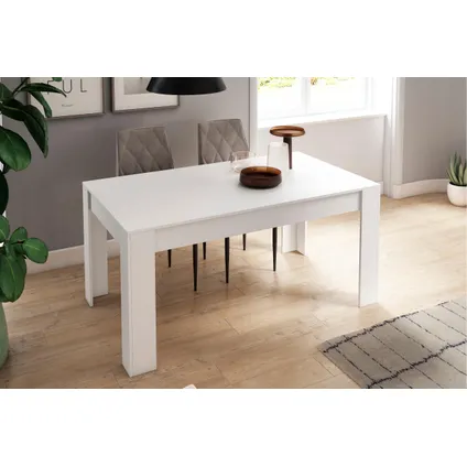 Skraut Home - Eettafel 140cm uitschuifbaar 200cm, kleur mat wit 2