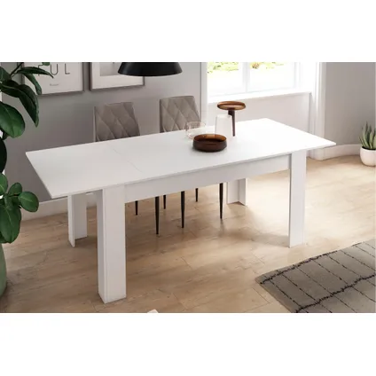Skraut Home - Eettafel 140cm uitschuifbaar 200cm, kleur mat wit 4