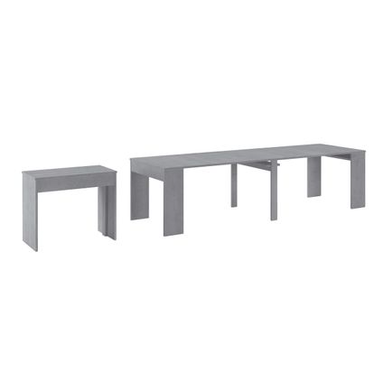 Skraut Home - Console Eetting Table, 50x90x75 cm uitbreidbaar tot 302 cm, 14 diners, Cement