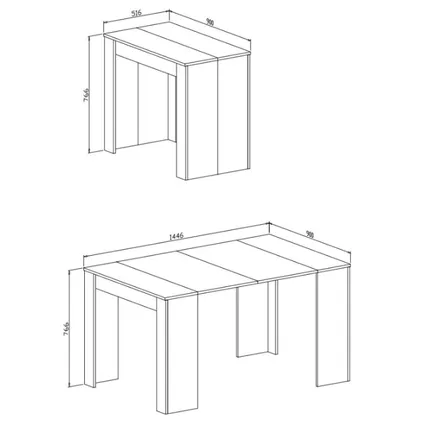 Skraut Home - uitbreidbare consoletafel - tot 140 cm grijs 3