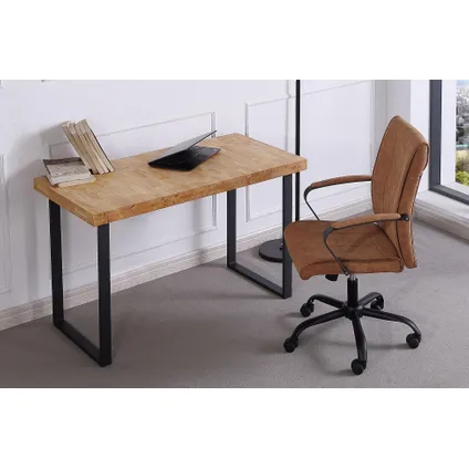 Skraut Home - Desktop Table, Natuurlijk model, 120x60x73 cm, Eik, Noordse stijl 4