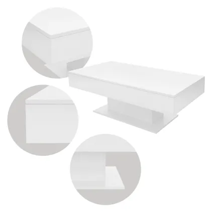 ML-Design Salontafel met 2 opbergvakken onder verschuifbaar blad, Wit, 110 x 60 x 40 cm 5