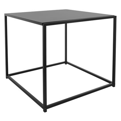 Table Console d'Appoint ML-Design, 55x55x55 cm, Noir Mat, Carré, Châssis Métallique