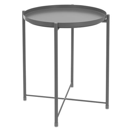 ML-Design bijzettafel rond Ø 45xH52 cm van metaal, grijs, salontafel met afneembaar dienblad