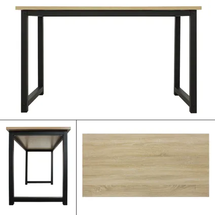 ML DESIGN Bureau met modern design, 120 x 60 x 75 cm, esdoorn-zwart, metalen frame /MDF tafelblad 3
