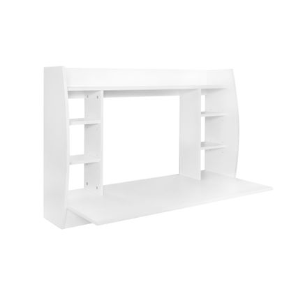 ML-Design wandgemonteerd bureau in wit, 110x75x48 cm, wandgemonteerd bureau met stevig schapelement