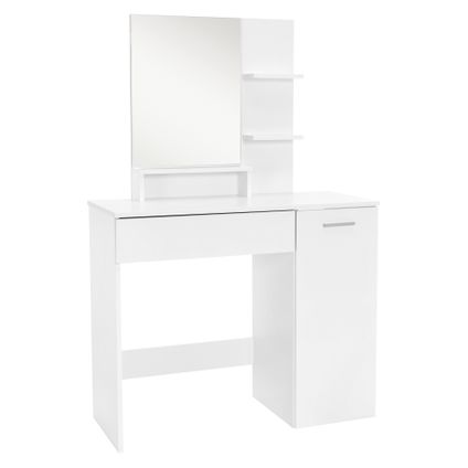 Coiffeuse ML-Design Moderne avec Miroir, 90x38x138 cm en MDF Blanc, Table de Maquillage avec Tiroir