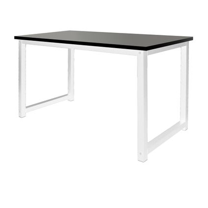 ML DESIGN Bureau computertafel 120x60x75 cm hout zwart/wit met stevig metalen frame