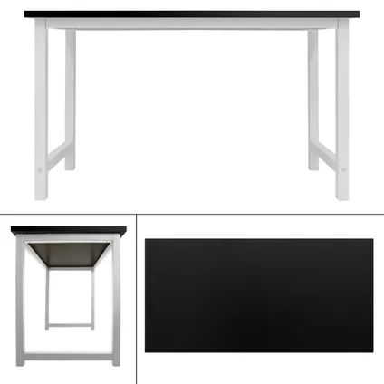 ML DESIGN Bureau computertafel 120x60x75 cm hout zwart/wit met stevig metalen frame 3