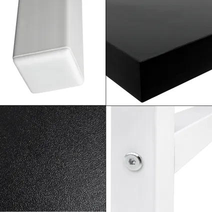 ML DESIGN Bureau computertafel 120x60x75 cm hout zwart/wit met stevig metalen frame 5