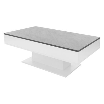 ML-Design salontafel met 2 opbergvakken onder schuifblad, betonlook/wit, 110 x 60 x 40 cm