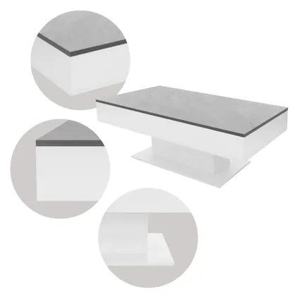 ML-Design salontafel met 2 opbergvakken onder schuifblad, betonlook/wit, 110 x 60 x 40 cm 5