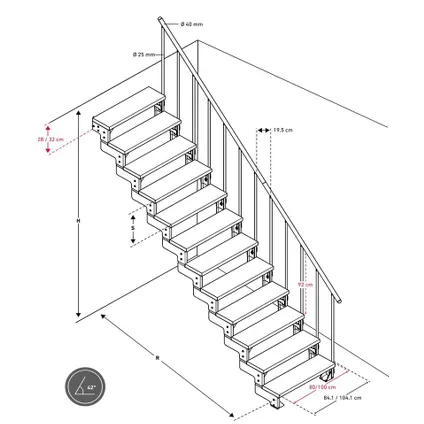 Escalier extérieur Garden Top - Sogem - 8 marches - anthracite - largeur 100 cm - avec garde-corps 10