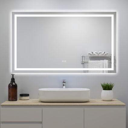 AICA Miroir lumineux avec Bluetooth 80x60cm, Miroir mural 3 Couleurs + Dimmable