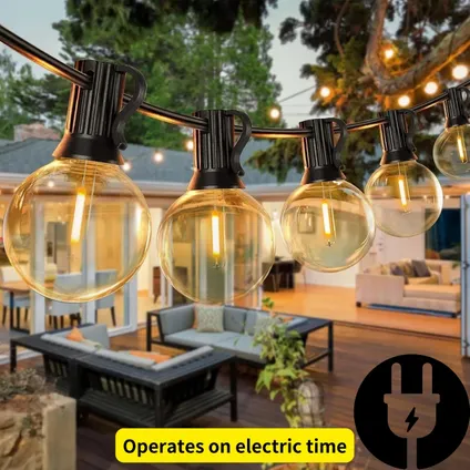 Lichtendirect - Cordon lumineux 15 mètres 50 lampes LED - éclairage de jardin - câble à broches - Extérieur 2