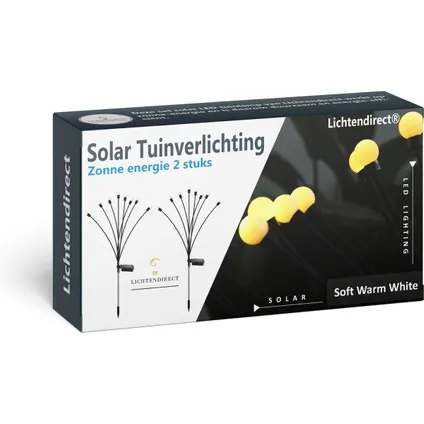 Lichtendirect- Solar Tuinlamp met grondspies 78CM –Solar Tuinverlichting – 2 SET- op zonne-energie 9
