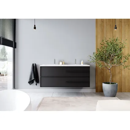 Meuble de salle de bain Bologna 120 cm - Badplaats - Noir mat - Meuble lavabo 3