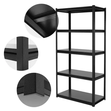 ML-Design set van 2 opbergplanken met 5 metalen planken, 183 x 90 x 45 cm, zwart, van metaal 4