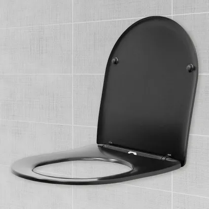 WC Suspendu sans Rebord ECD Germany en Céramique Noir Mat, Nano, Long 52 cm, Siège Softclose 7