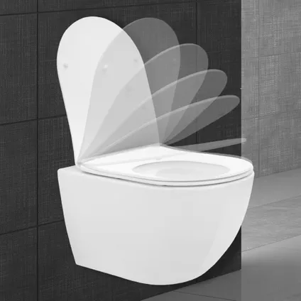 WC Suspendu sans Rebord ECD Germany en Céramique Blanc Mat, Nano, Long 52 cm, Siège Softclose 4
