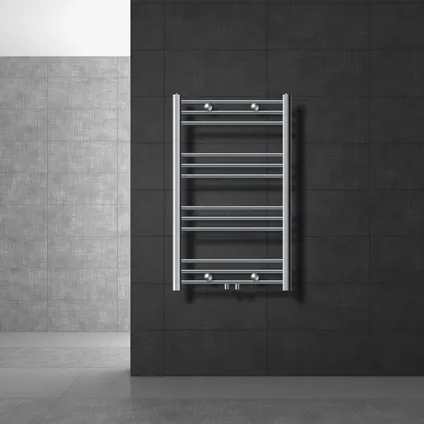 LuxeBath Sahara badkamer radiator 600 x 800 mm, chroom, gebogen met centrale aansluiting 2