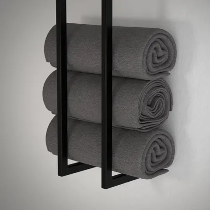 Porte-serviettes ML-Design, acier, 15 x 15 x 90 cm, noir, étagère à serviettes 9