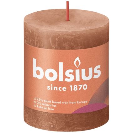 Bolsius Stompkaars Rusty Pink Ø68 mm - Hoogte 8 cm - Roze/Bruin - 35 branduren