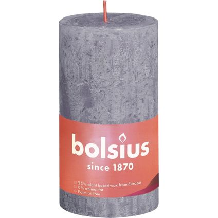 Bolsius Stub Candle lavande givrée Ø68 mm - Hauteur 13 cm - Gris / lavande - 60 heures de combustion