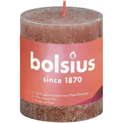 BOLSIUS STUB COUT CANDLE SUEDE BRORN ø68 mm - Hauteur 8 cm - Brown rougeâtre - 35 heures de brûlure
