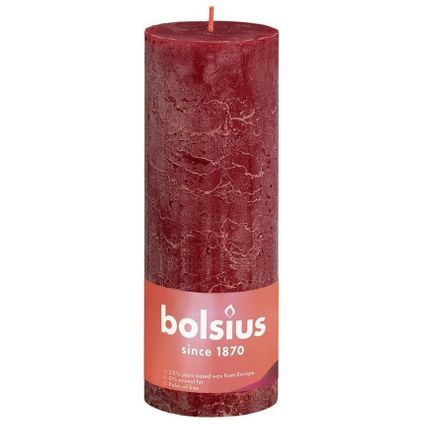 Bolsius Stub Candle Velvet rouge Ø68 mm - Hauteur 19 cm - Rouge foncé - 85 heures de brûlure