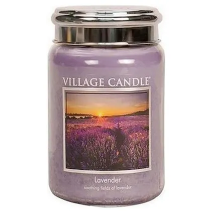 Candle de bougie de village lavande 10 x 15 cm cire violet