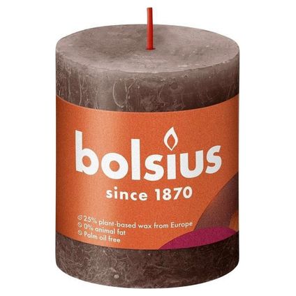 BOLSIUS STUT CANDLE rustique taupe Ø68 mm - Hauteur 8 cm - Taupe - 35 heures de combustion