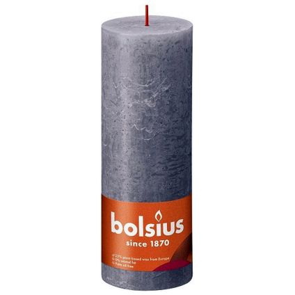 Bolsius Stub Candle lavande givrée Ø68 mm - Hauteur 19 cm - Gris / lavande - 85 heures de combustion