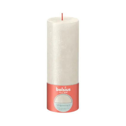 Bolsius Stub Candle Shimmer IVORY - Ø68 mm - Hauteur 19 cm - Ivoire - 85 heures de combustion